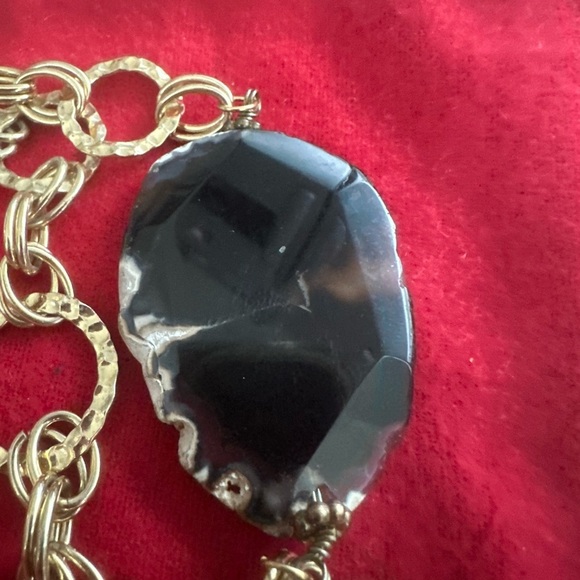 Vintage Agate Slices Goldtone Long Chain Necklace - Picture 5 of 8